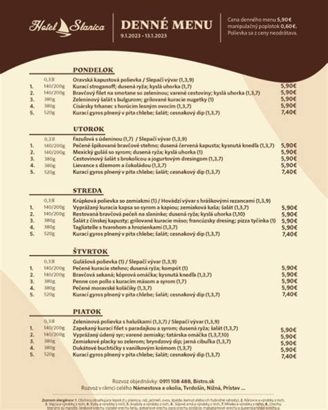 slanica menu